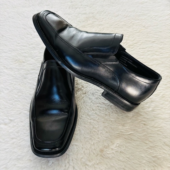 Stacy Adams Black Leather Slides On Dress Shoes size 11 W - Picture 10 of 11